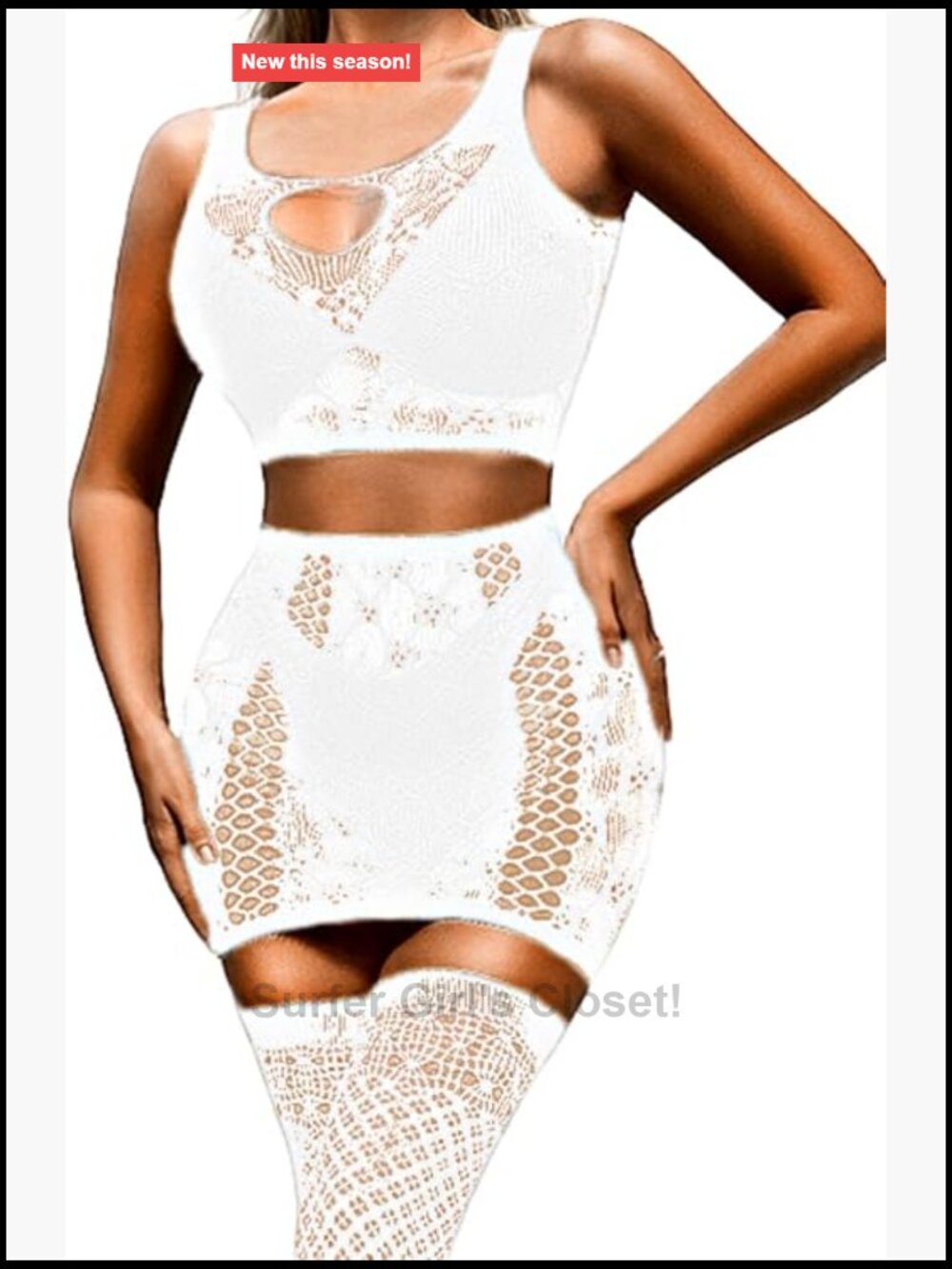 Sheer Mesh Fishnet Bodystocking Mini Skirt Set Exotic Dancewear Rave